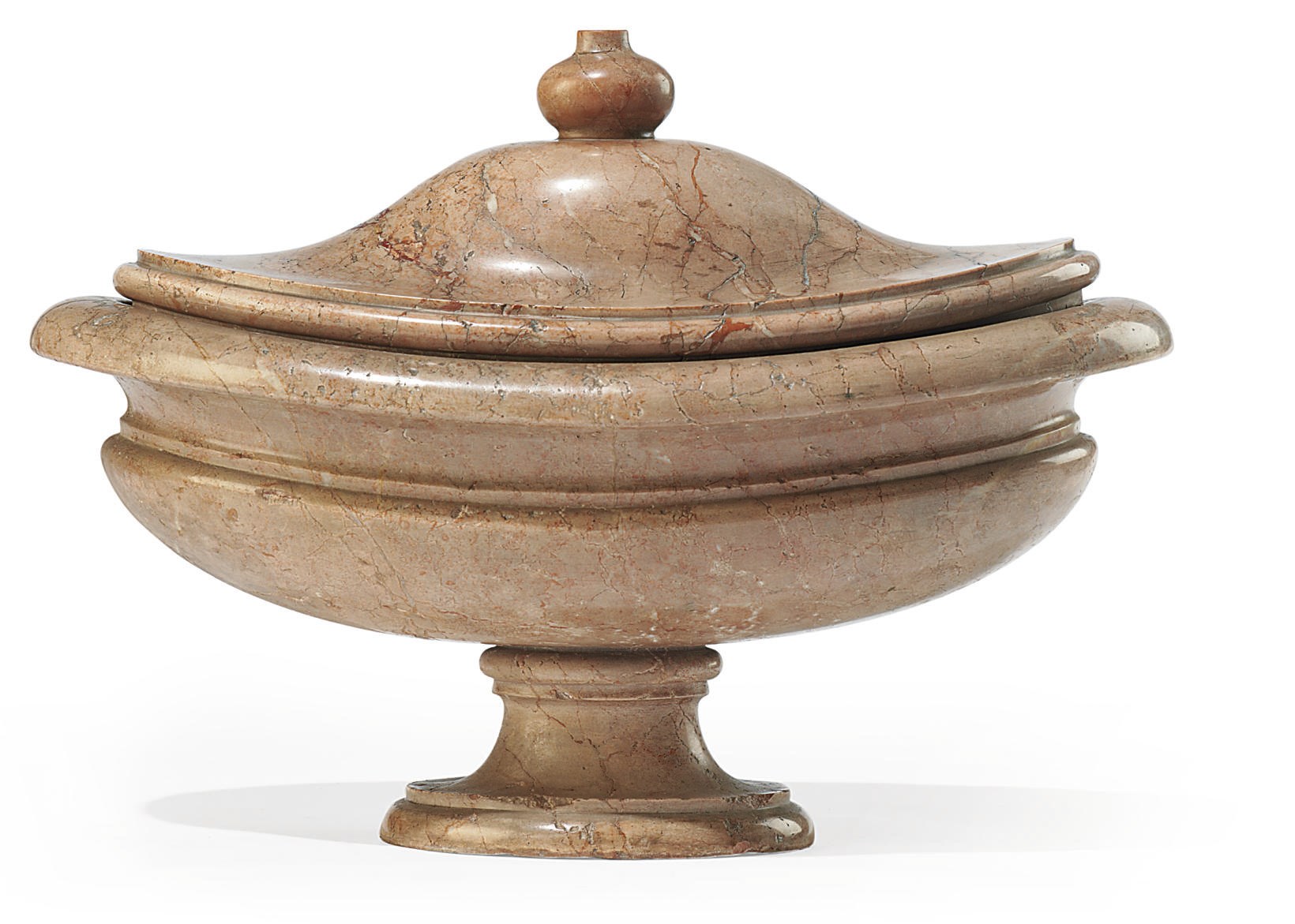 AN ITALIAN PORTA SANTA MARBLE LIDDED VASE