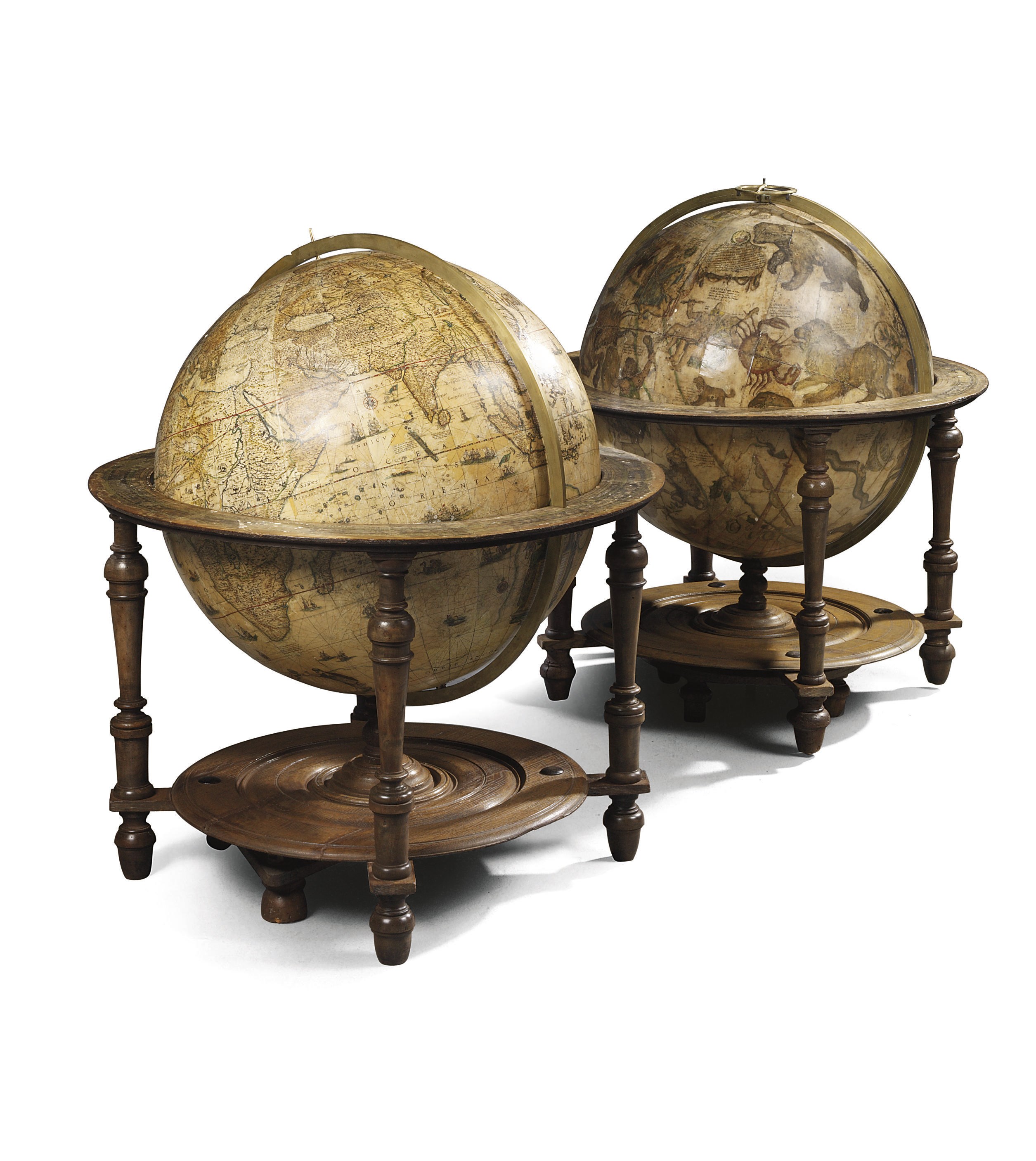 A LARGE PAIR OF DUTCH 26 IN. (68 CM.) LIBRARY GLOBES