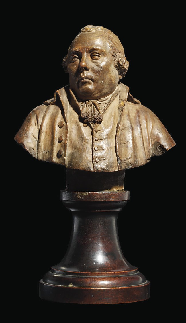 A TERRACOTTA BUST OF A GENTLEMAN