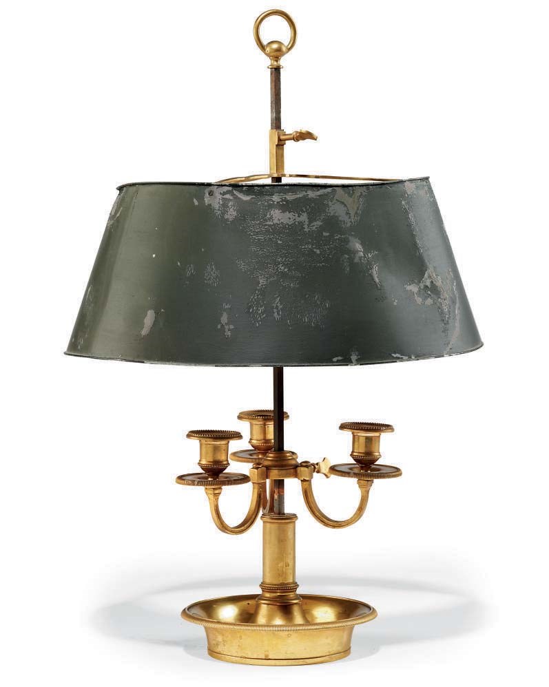 A FRENCH ORMOLU LAMPE BOUILLOTTE