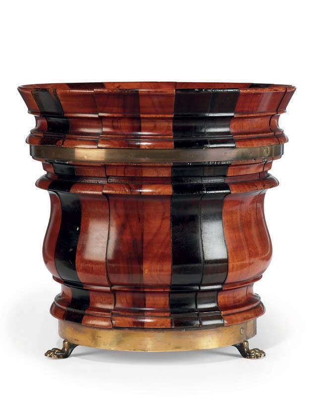 A DUTCH BRASS-BOUND SPECIMEN WOOD BUCKET