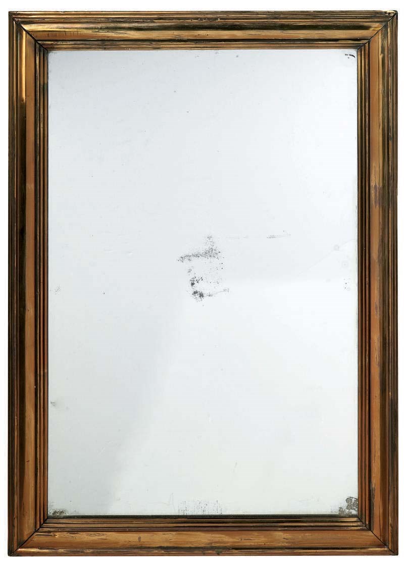 A FRENCH BRASS-FRAMED RECTANGULAR MIRROR