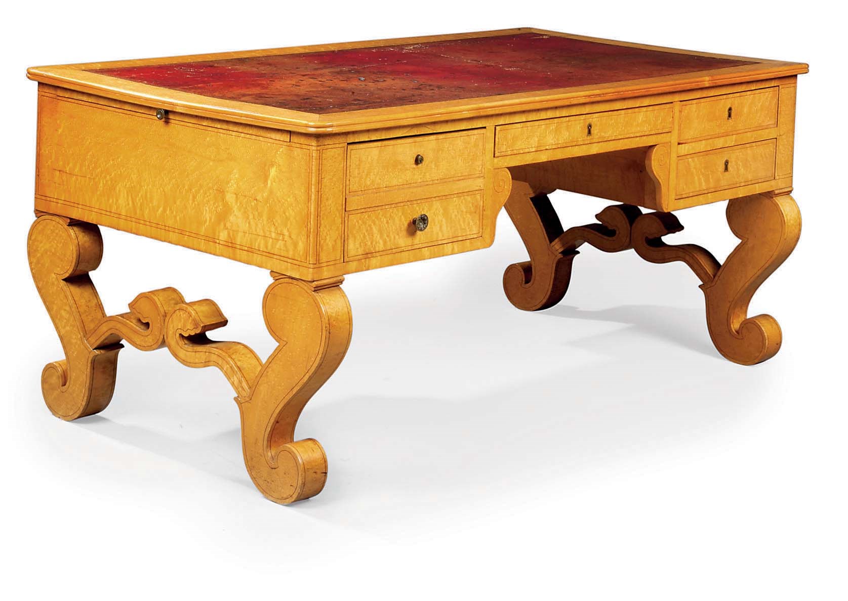 A CHARLES X BIRD'S-EYE MAPLE BUREAU PLAT