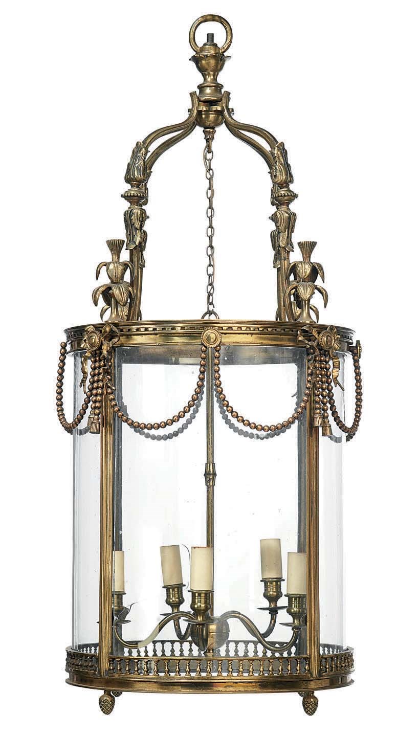A FRENCH ORMOLU FIVE-LIGHT HALL LANTERN
