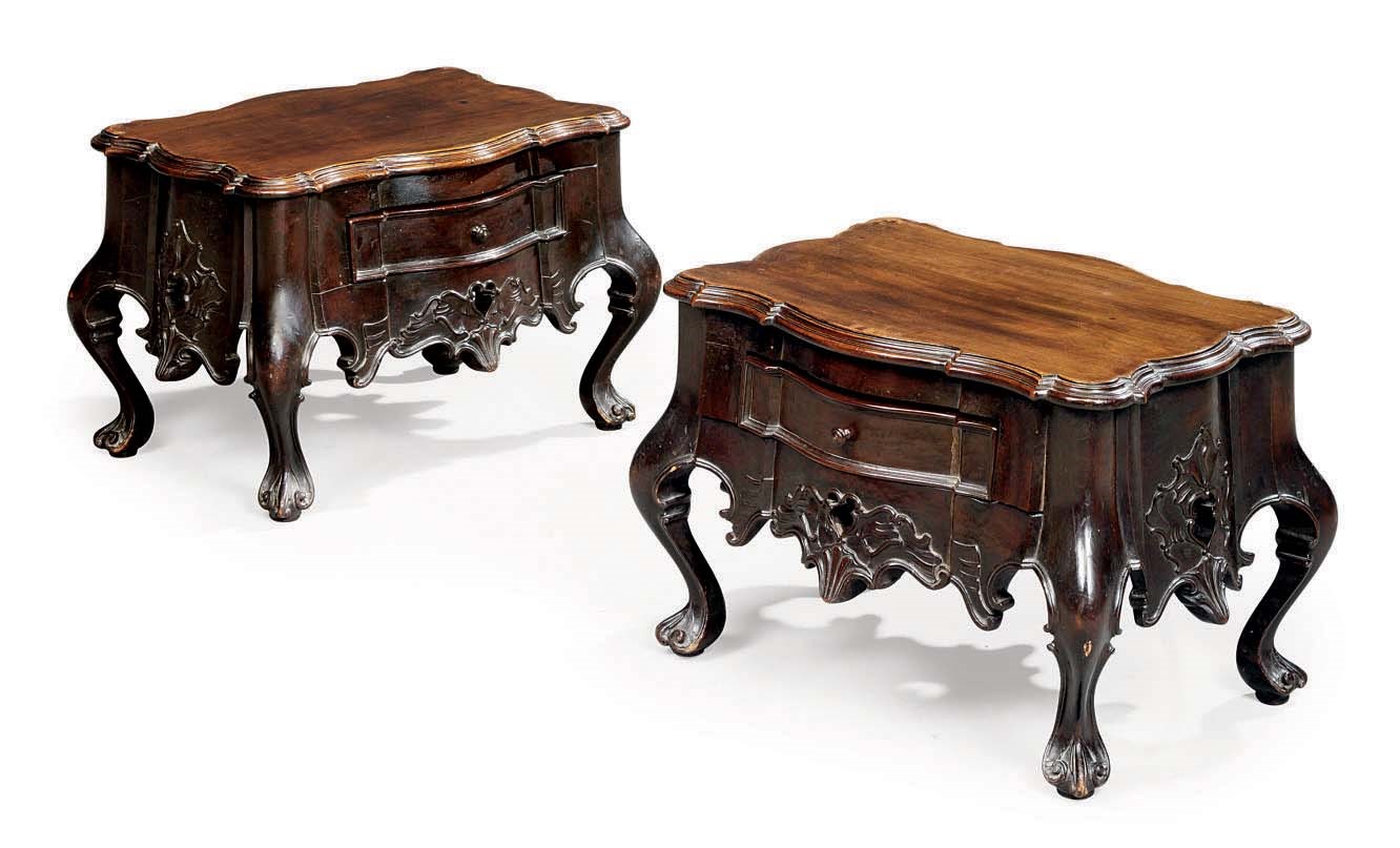 A PAIR OF INDO-PORTUGUESE HARDWOOD LOW TABLES