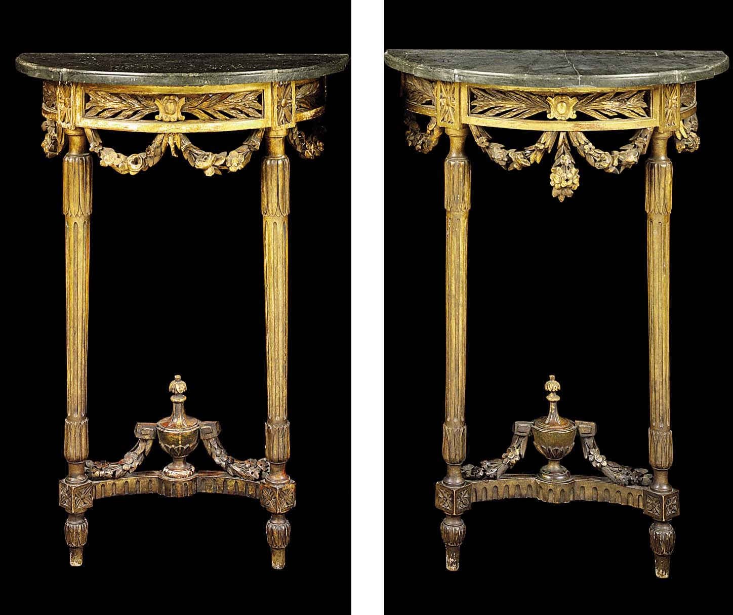 A PAIR OF FRENCH GILTWOOD CONSOLES