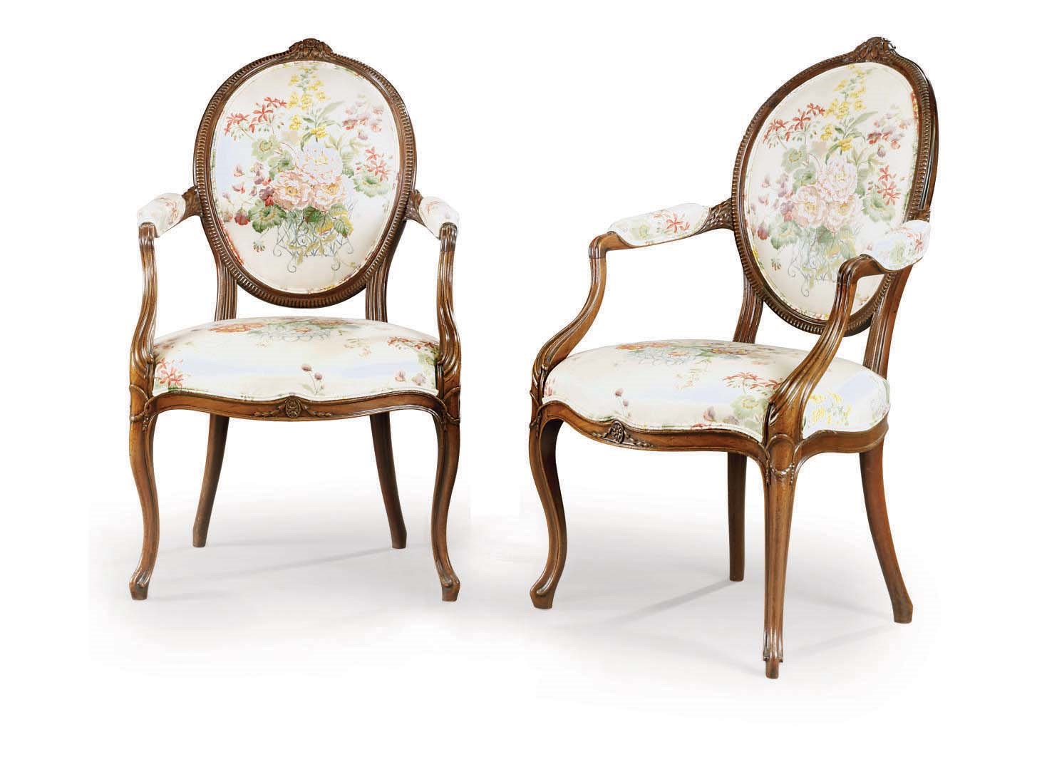 A PAIR OF GEORGE III SOLID MAHOGANY OPEN ARMCHAIRS