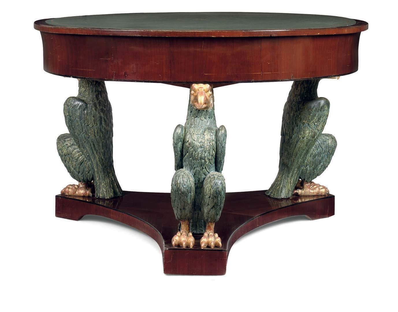 A BALTIC PARCEL-GILT, PAINTED AND MAHOGANY JARDINIERE OR CENTRE TABLE OF LARGE SIZE