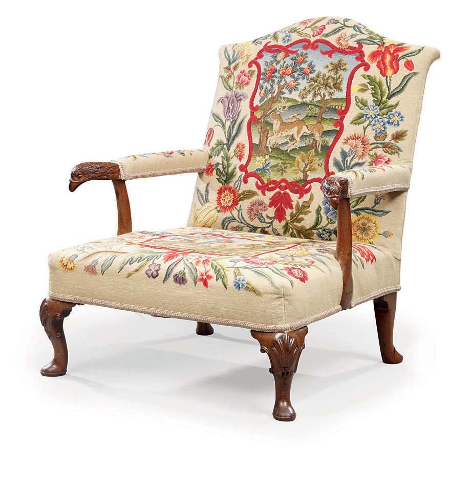 AN EARLY VICTORIAN MAHOGANY ARMCHAIR
