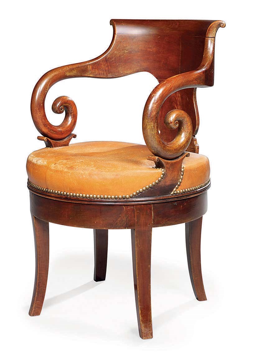 A RESTAURATION MAHOGANY FAUTEUIL DE BUREAU