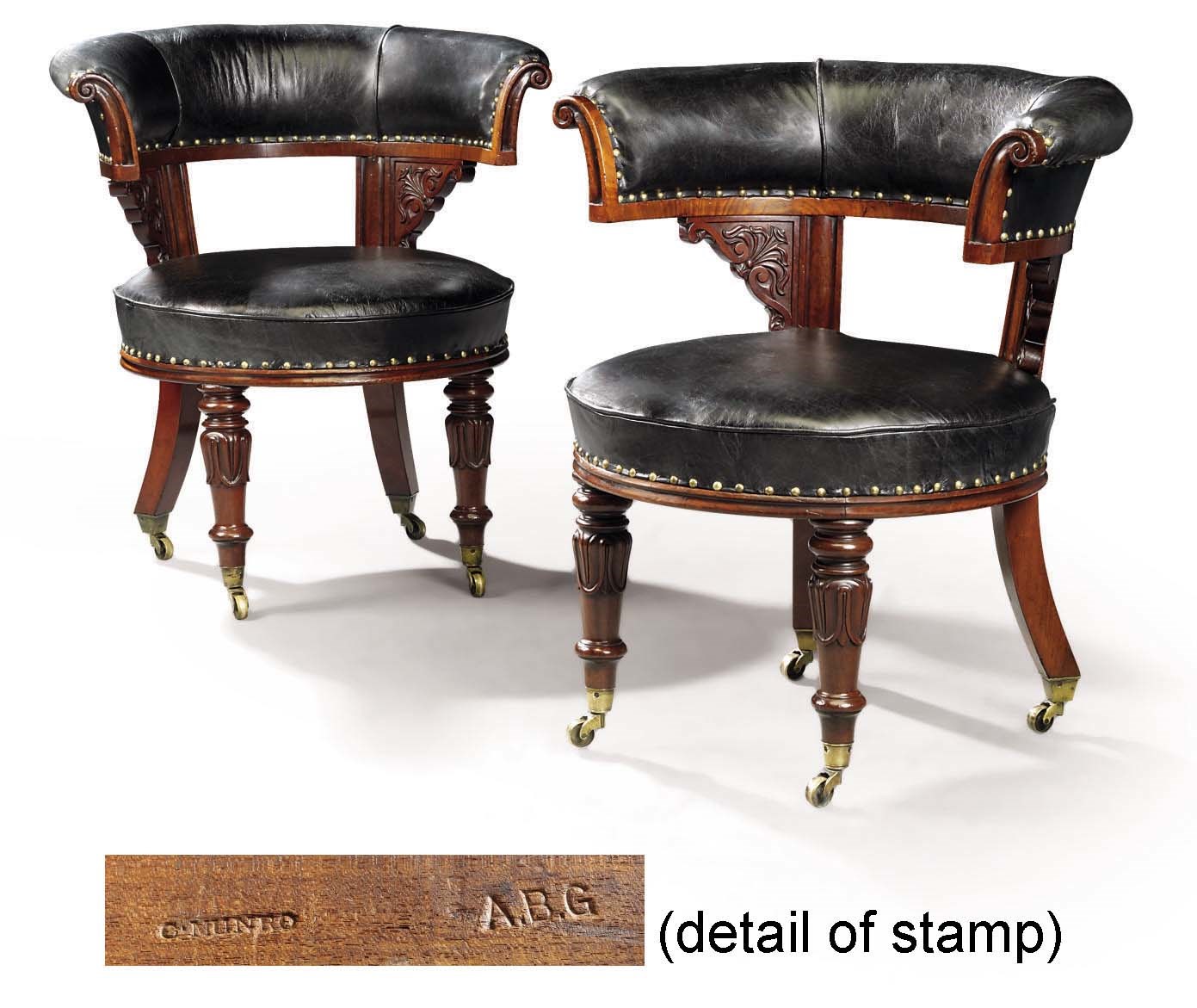 A PAIR OF GEORGE IV MAHOGANY DESK CHAIRS