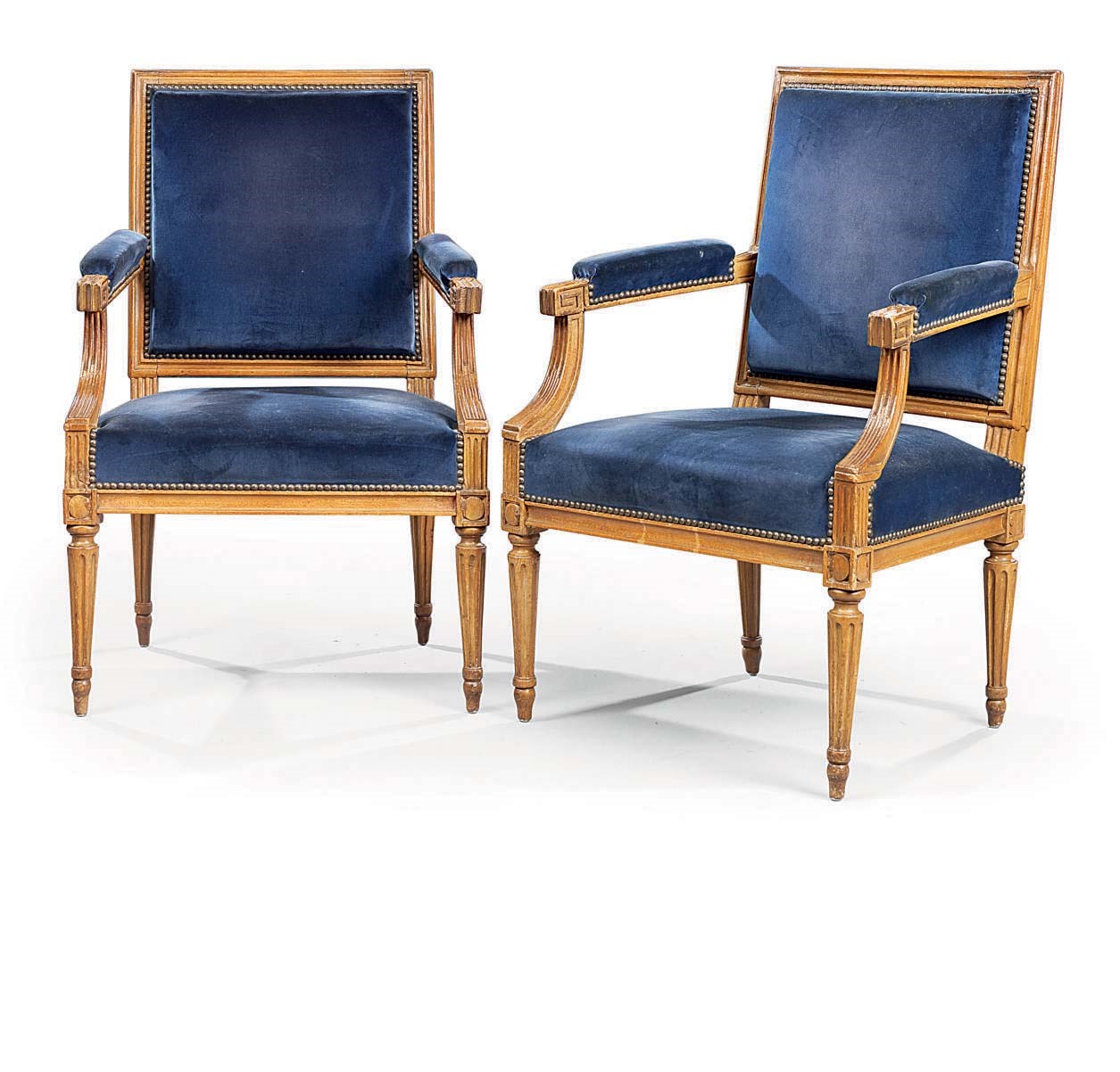 A PAIR OF LOUIS XVI BEECHWOOD FAUTEUILS