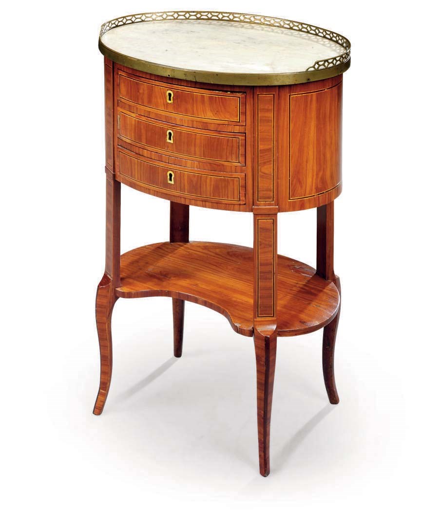A LATE LOUIS XV ORMOLU-MOUNTED TULIPWOOD AND KINGWOOD TABLE-EN-CHIFFONIERE