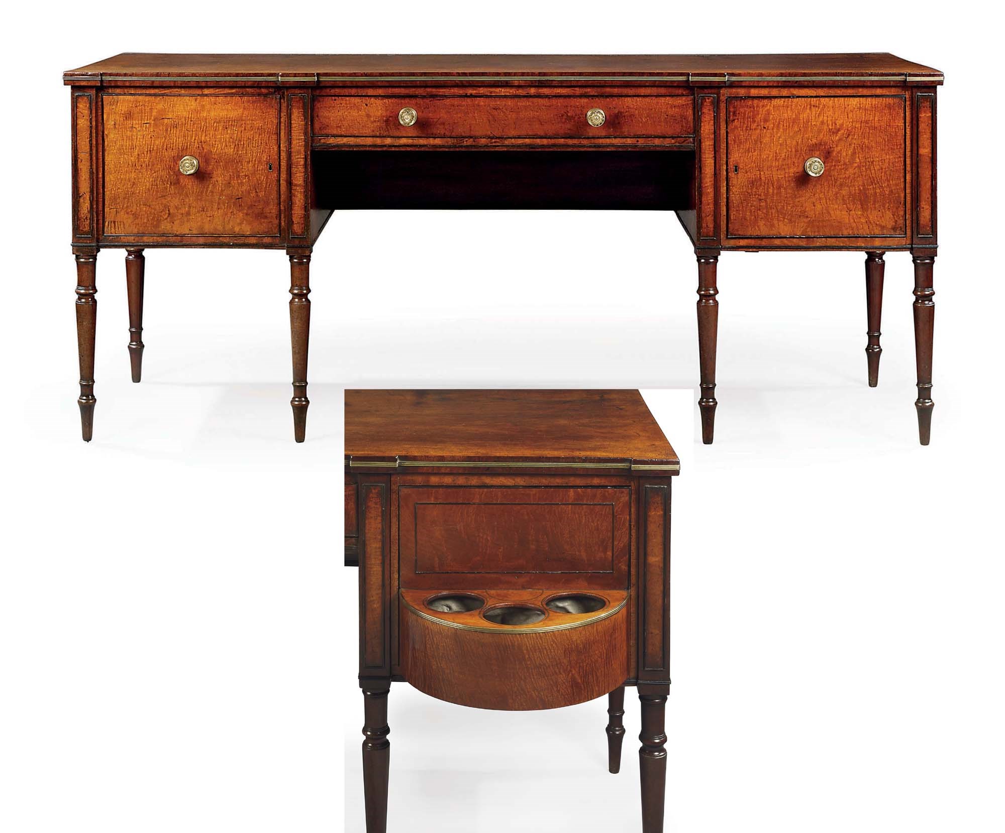 A REGENCY BRASS-MOUNTED EBONISED MAHOGANY SIDEBOARD