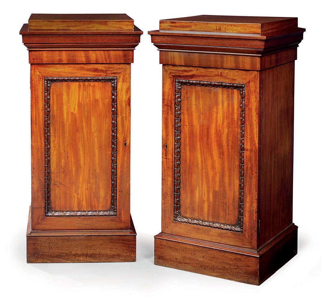 A PAIR OF GEORGE IV MAHOGANY DINING-ROOM PEDESTAL CABINETS