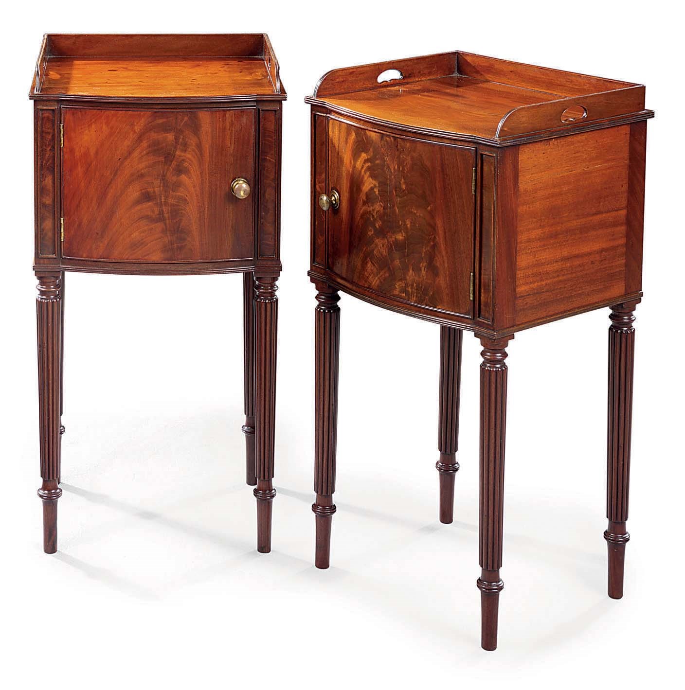 A PAIR OF REGENCY MAHOGANY BEDSIDE CUPBOARDS