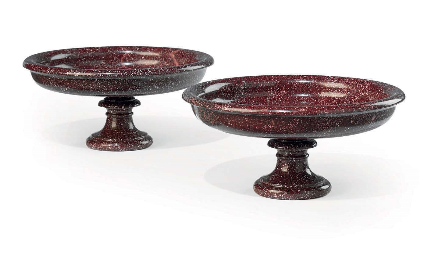 A PAIR OF ITALIAN PORPHYRY TAZZE