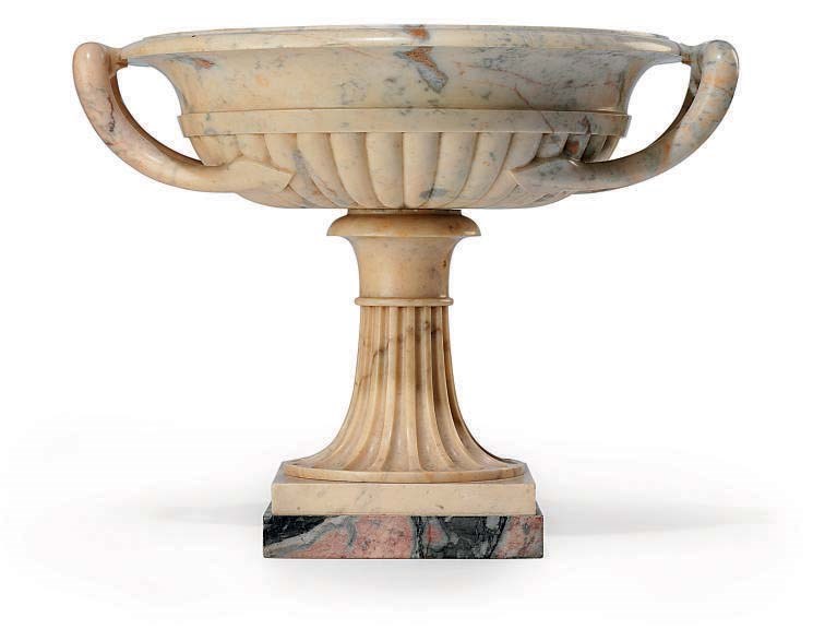 A JAUNE LAMARTINE AND AFRICANO MARBLE TAZZA