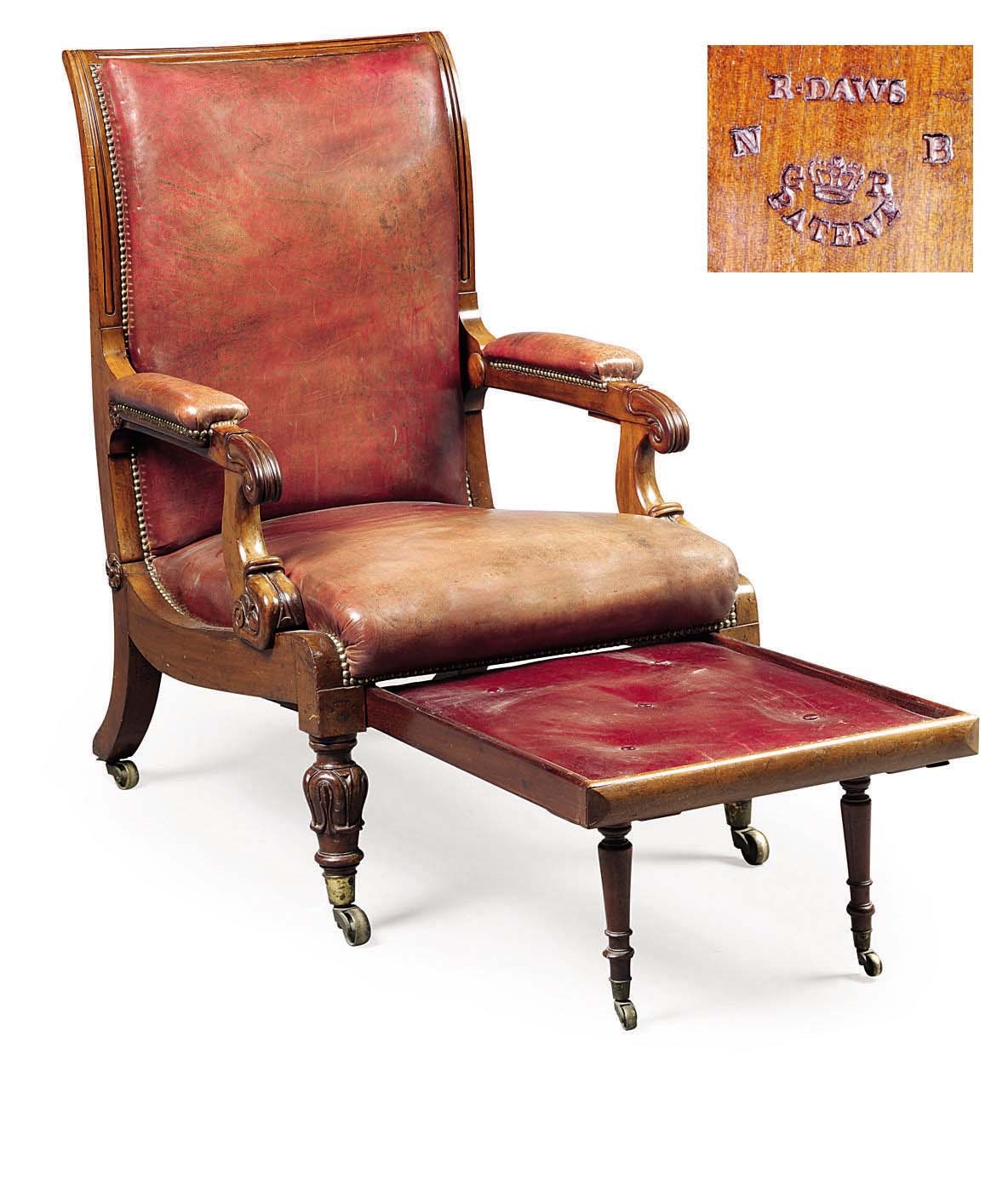 A GEORGE IV MAHOGANY RECLINING ARMCHAIR