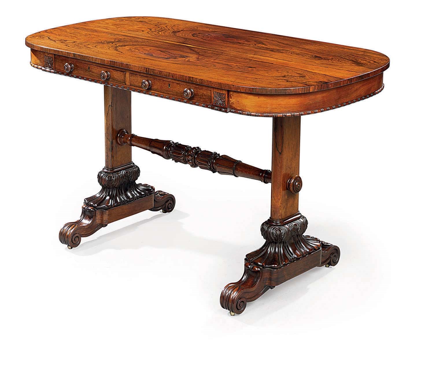 A GEORGE IV ROSEWOOD WRITING TABLE