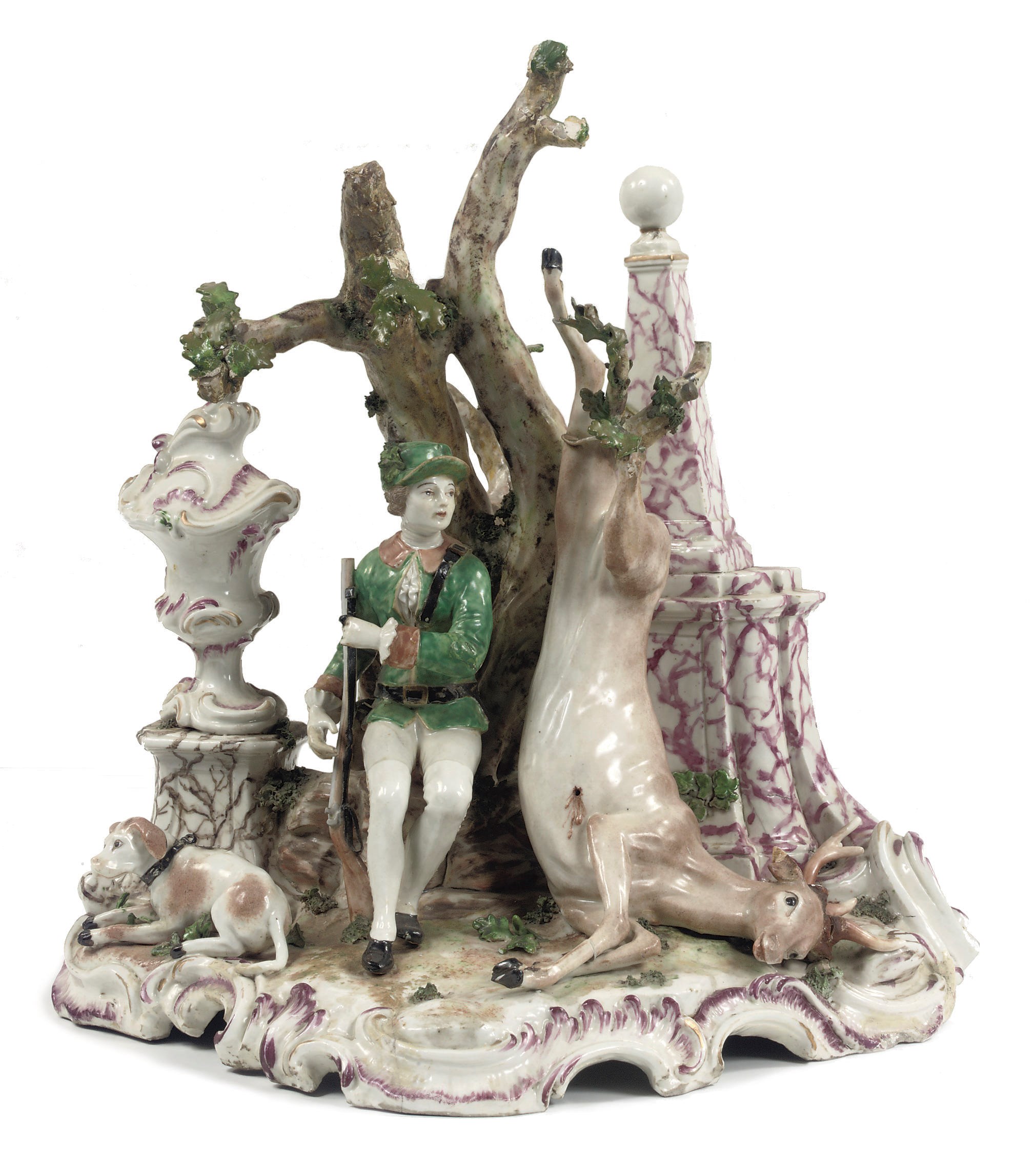 A Ludwigsburg 'hunting' figure group