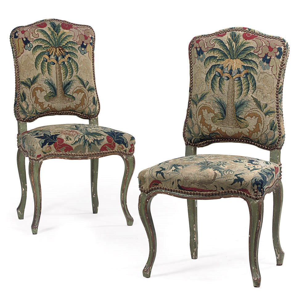 A PAIR OF ITALIAN GREEN-PAINTED SIDE CHAIRS