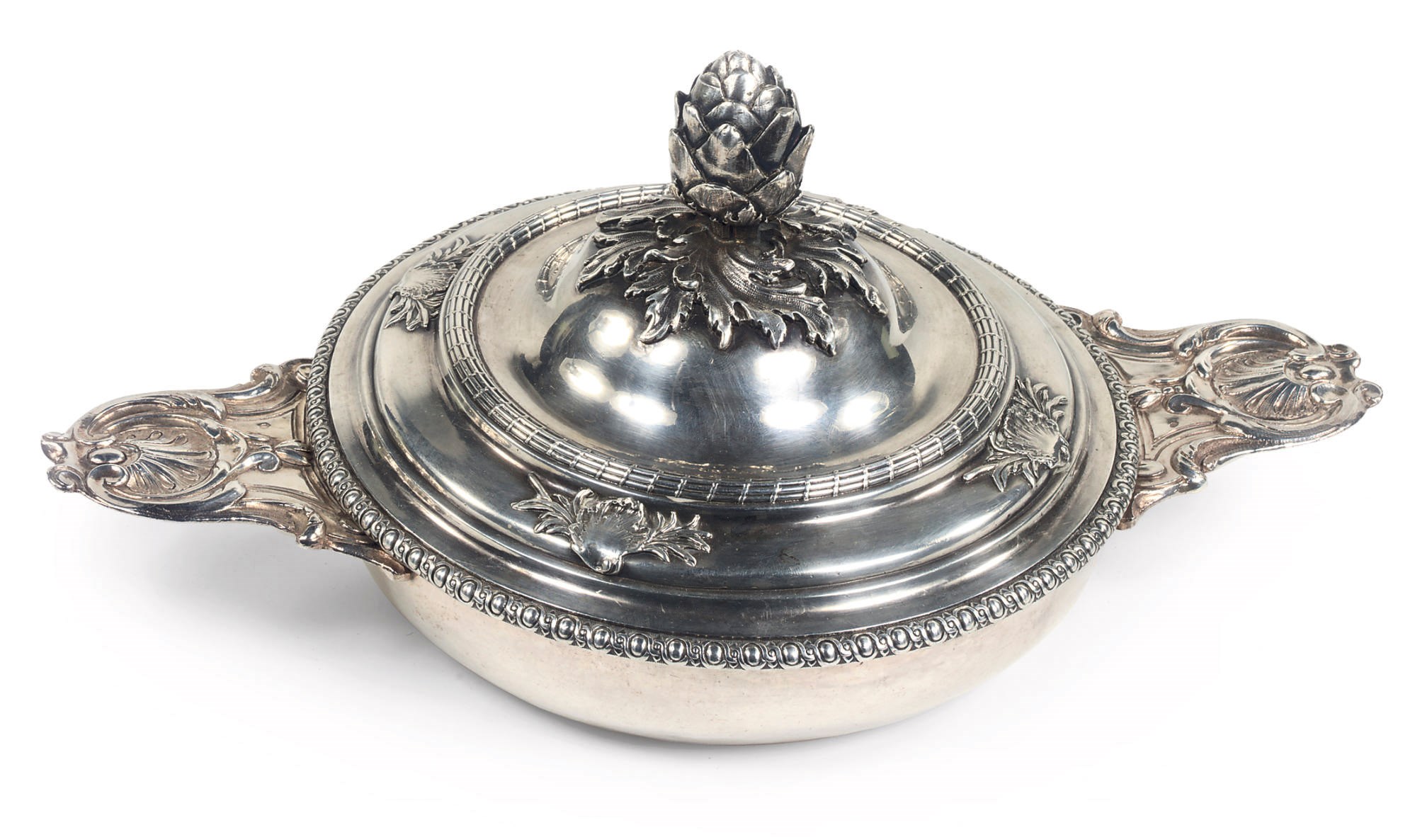 A French silver ecuelle and a cover