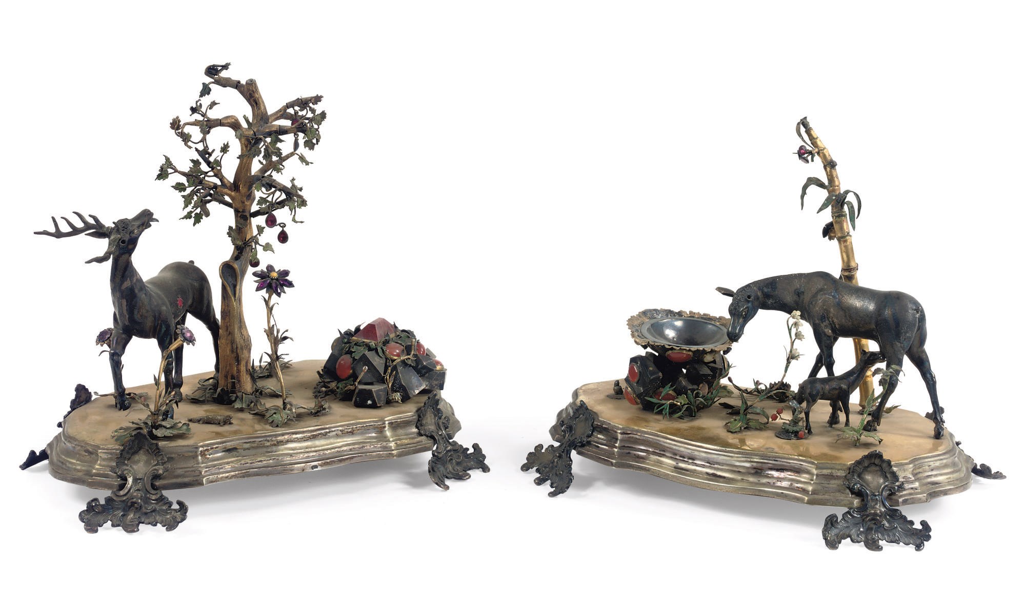 A pair of Austrian silver-gilt centre-pieces