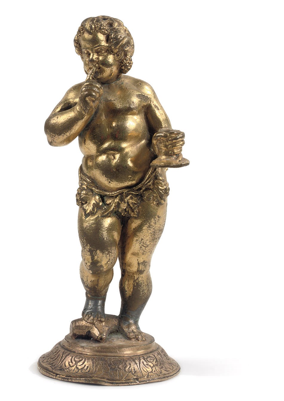A gilt-bronze figure of Bacchus