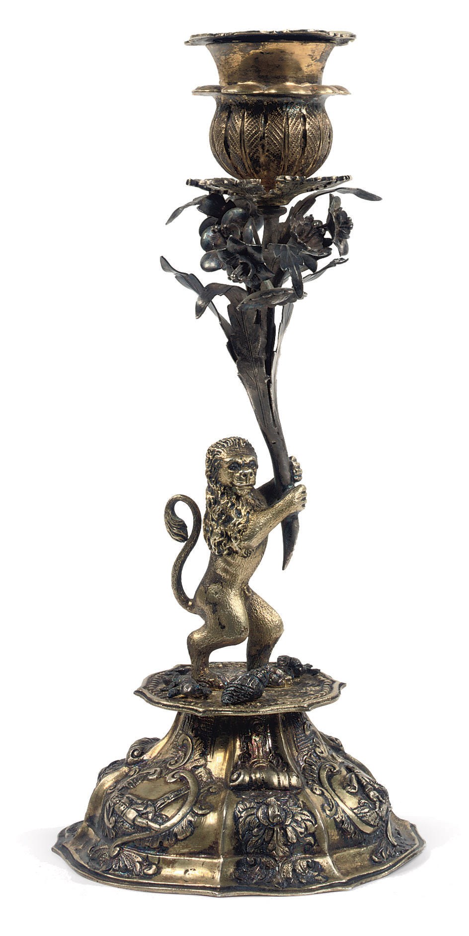 A German silver-gilt candelabra
