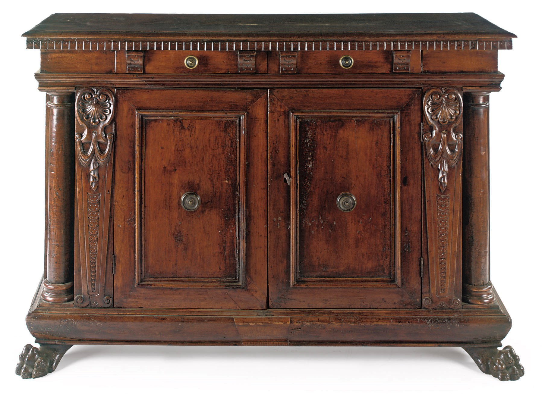 An Italian walnut credenza