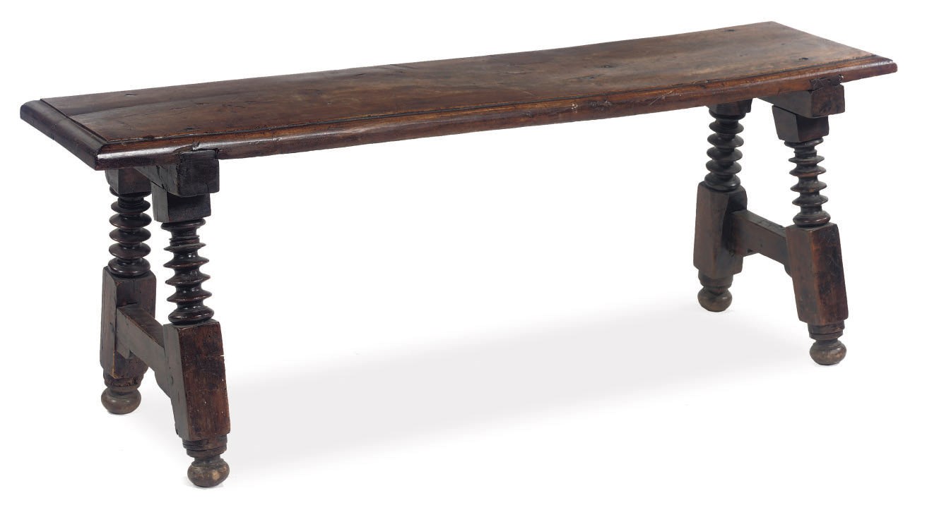 A Spanish walnut bench