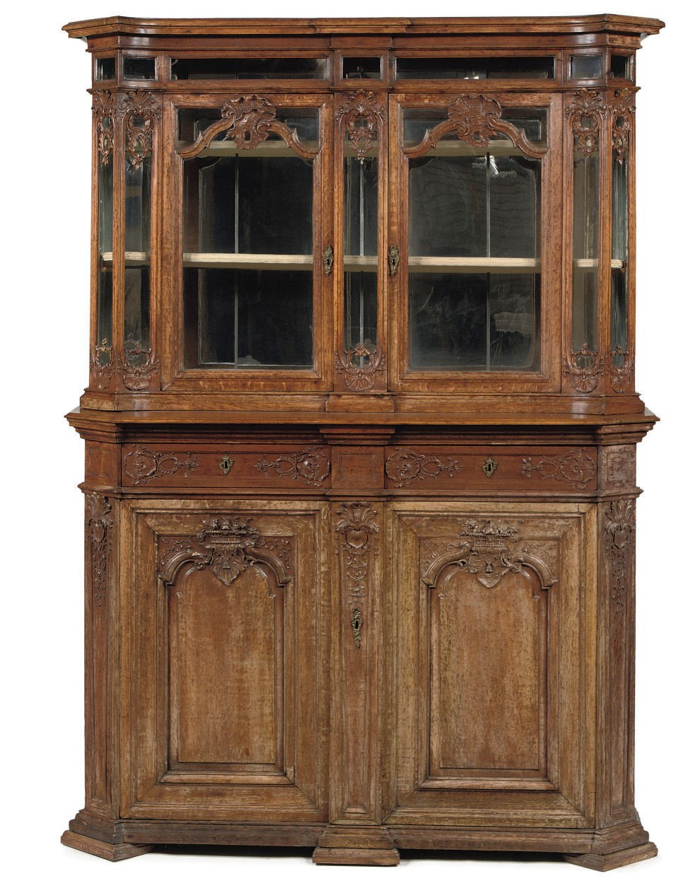 A FLEMISH OAK DISPLAY CABINET