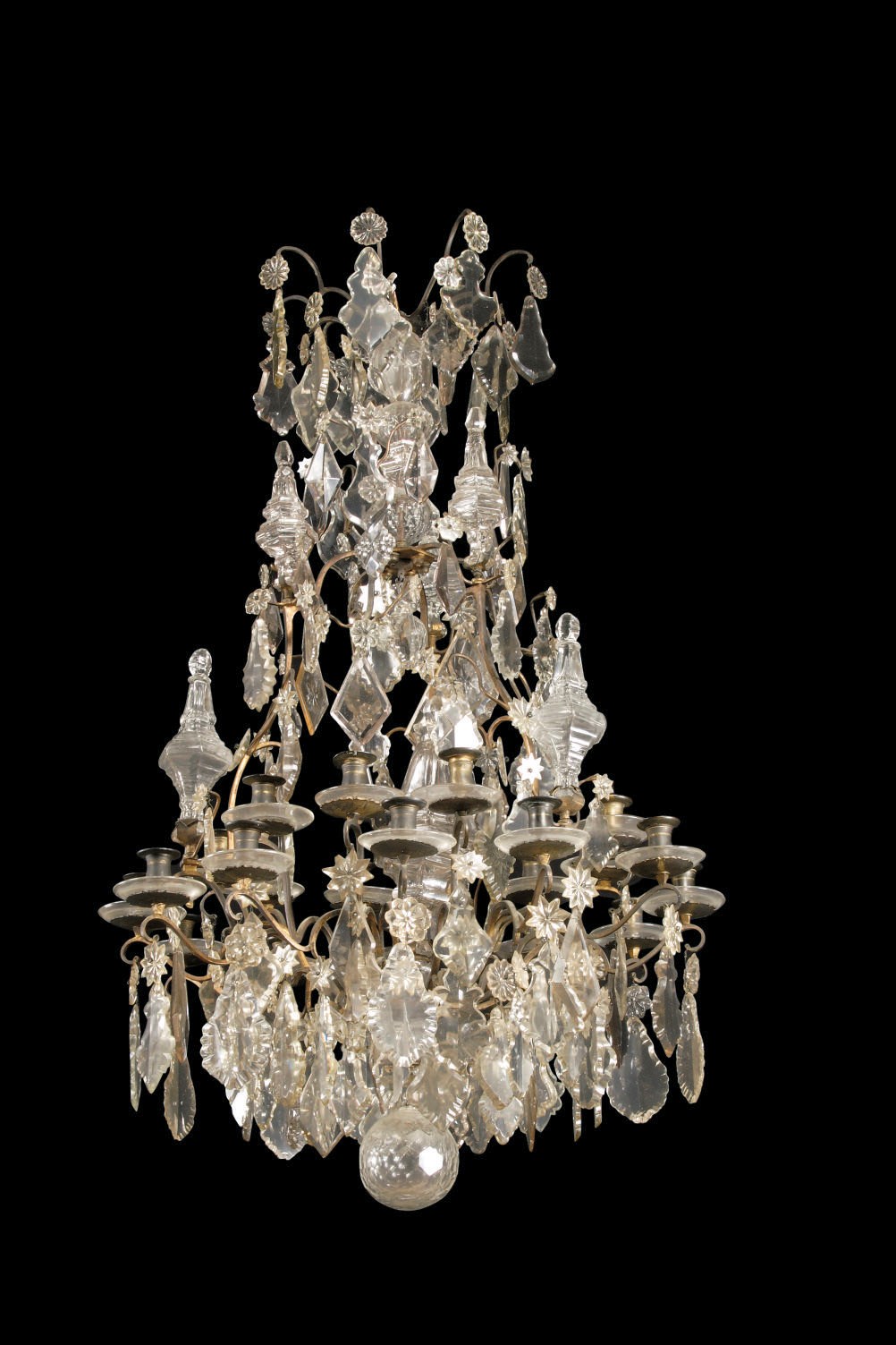 A FRENCH GILT-BRASS AND CUT-GLASS TWENTY-FOUR LIGHT CHANDELIER
