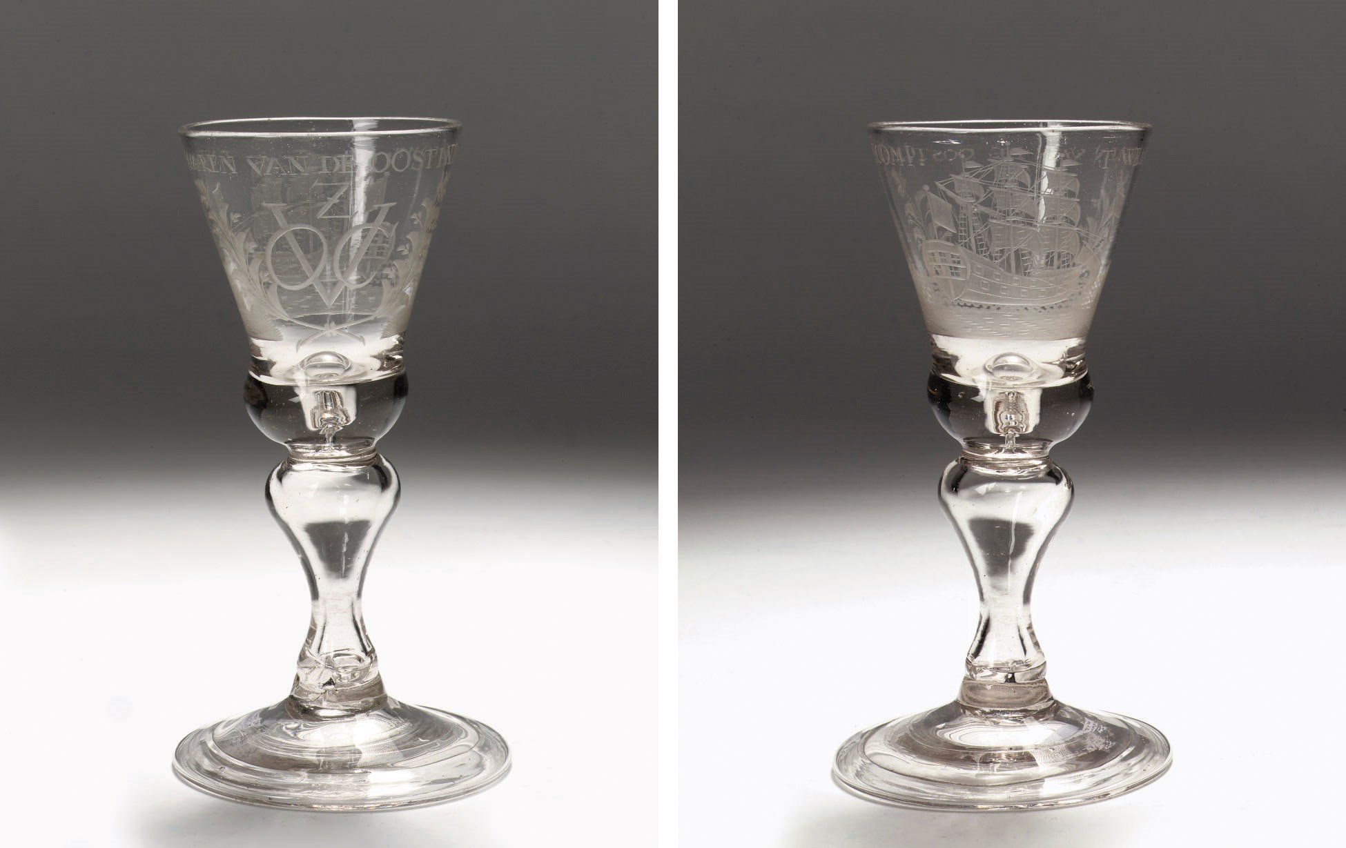 A Dutch-engraved Dutch East India Company 'shipping' goblet