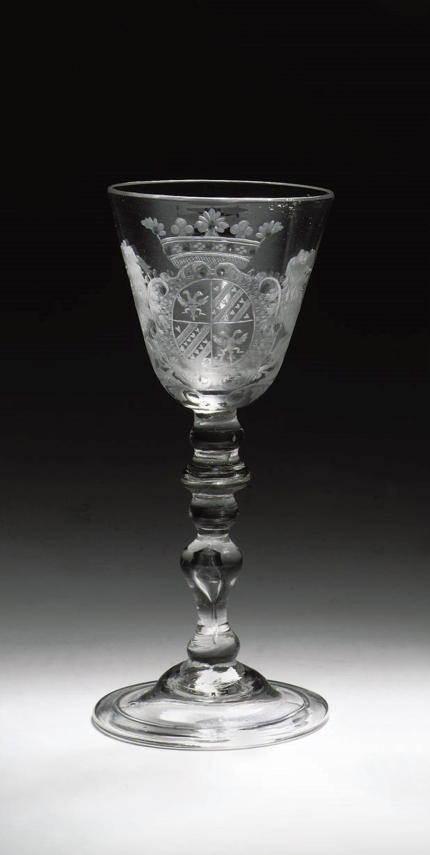 A Dutch light baluster armorial goblet