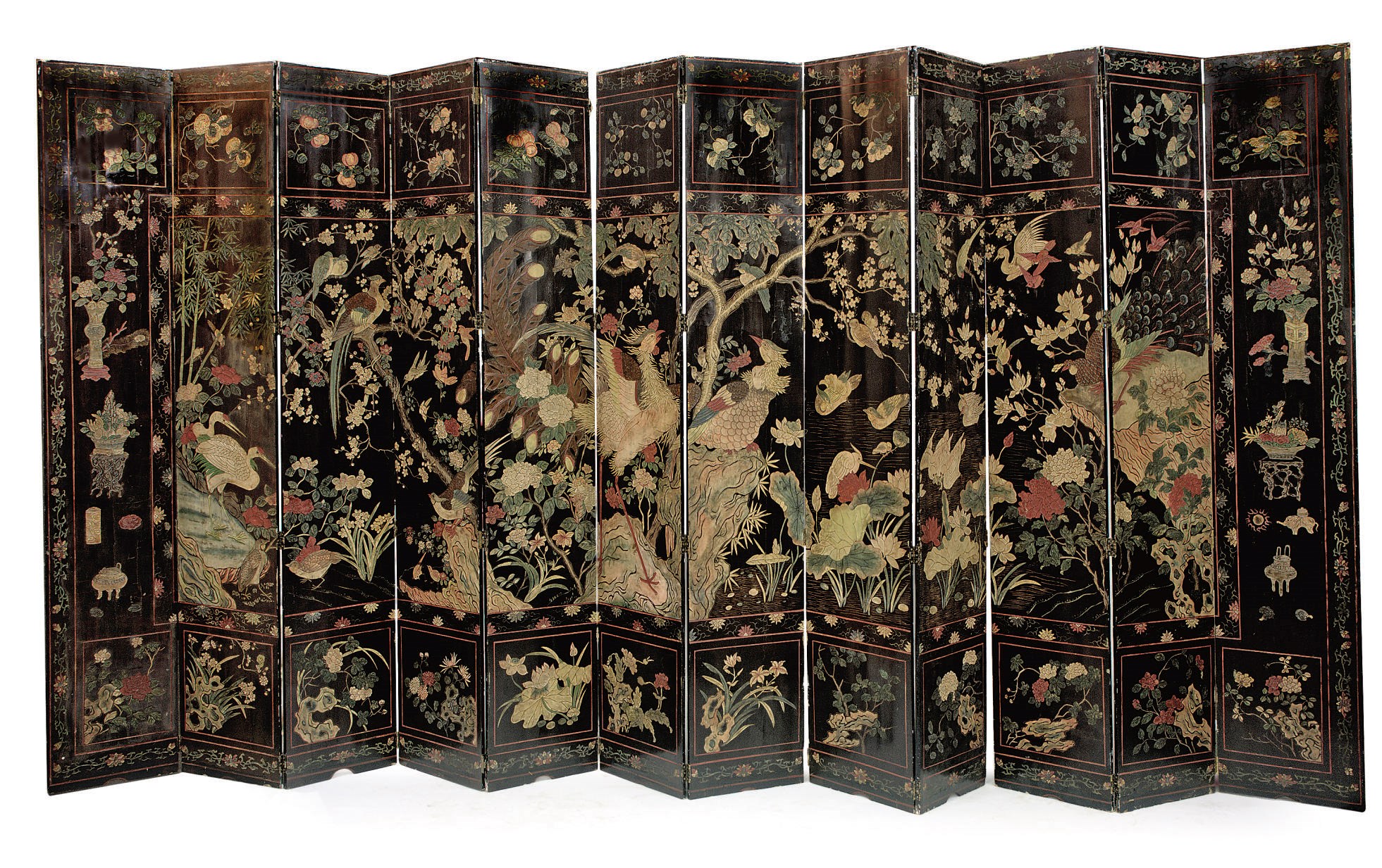 A Chinese twelve-fold coromandel lacquer screen