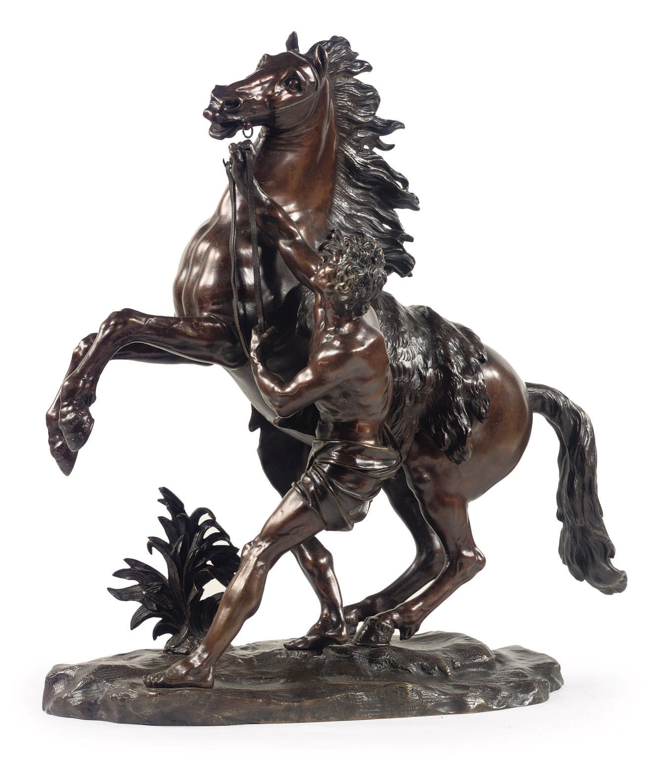 A BRONZE GROUP OF THE MARLY HORSE