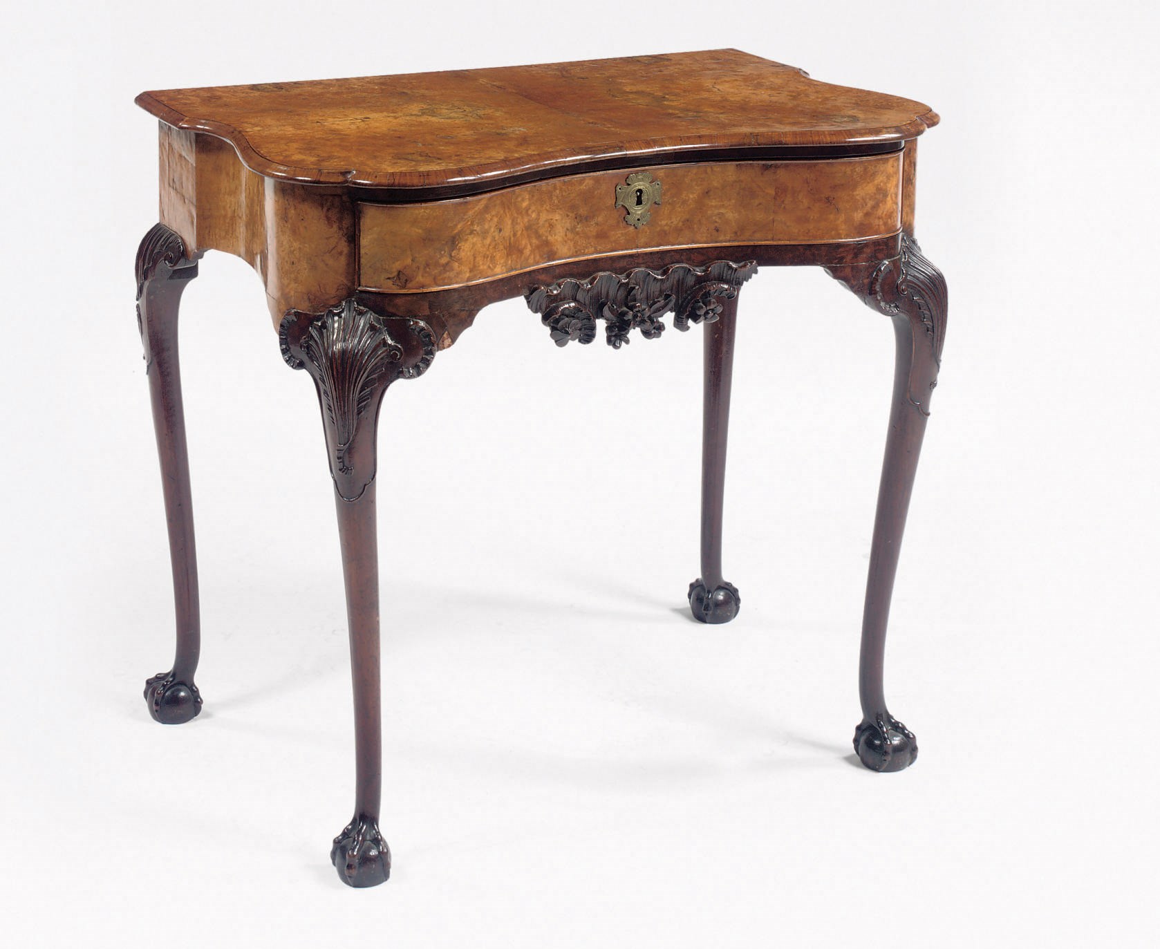 A Dutch walnut and burr-walnut side table