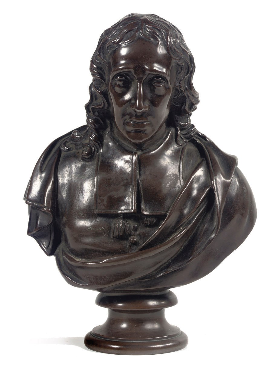 A French bronze bust of a cardinal