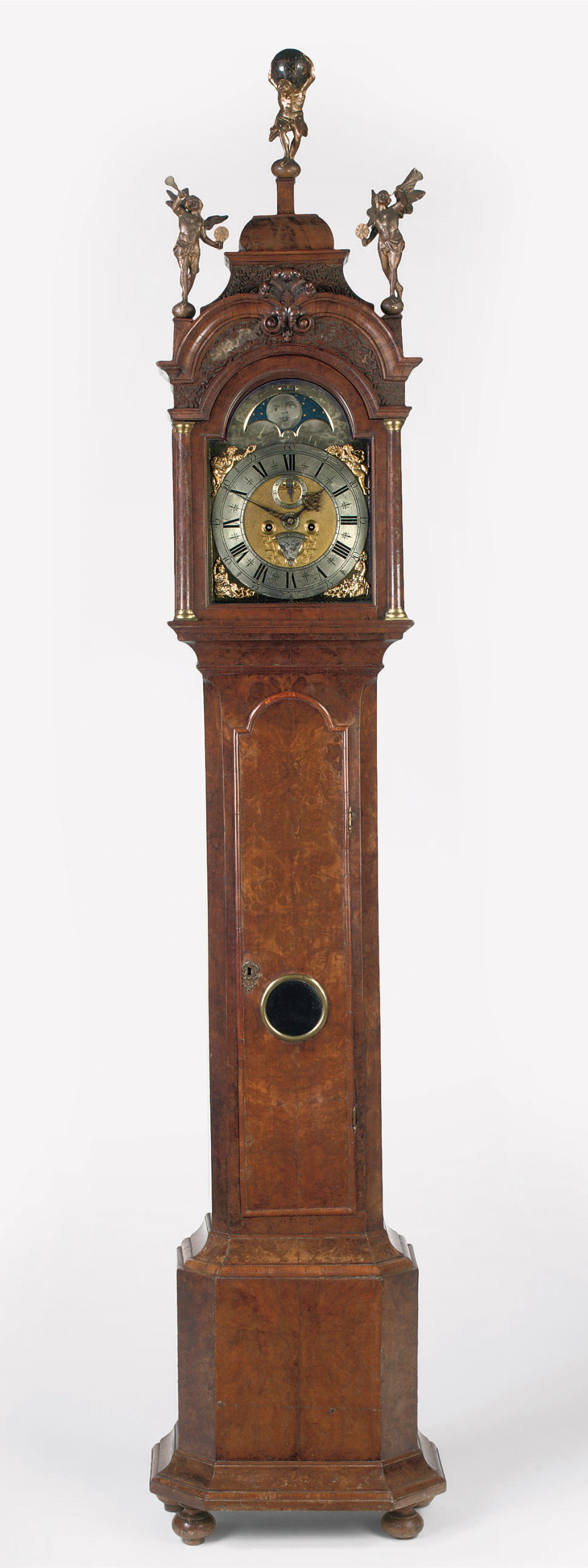 A DUTCH BURR-WALNUT LONGCASE CLOCK