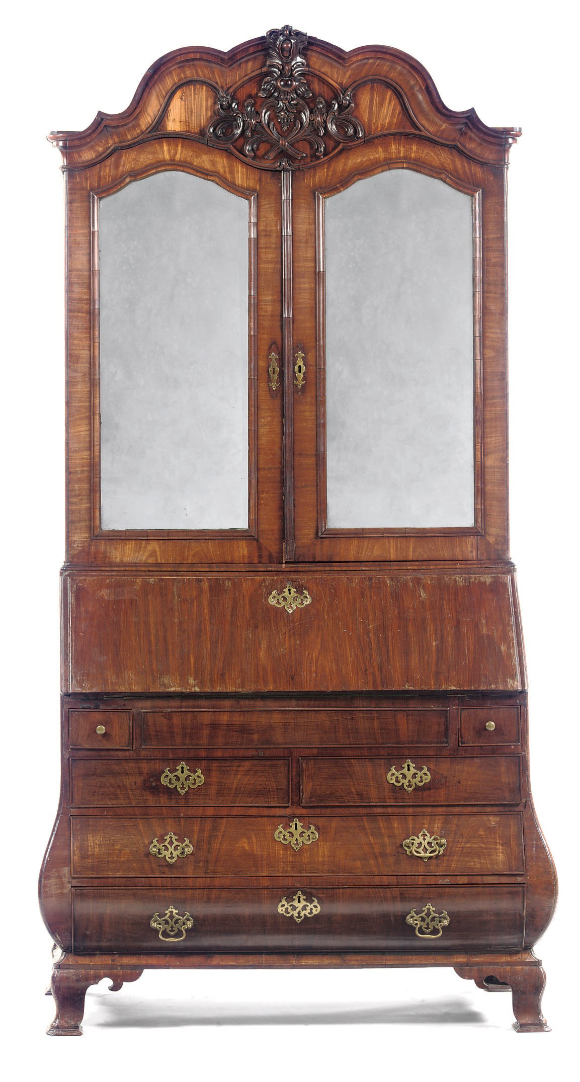 A DUTCH BRASS-MOUNTED MAHOGANY BUREAU CABINET