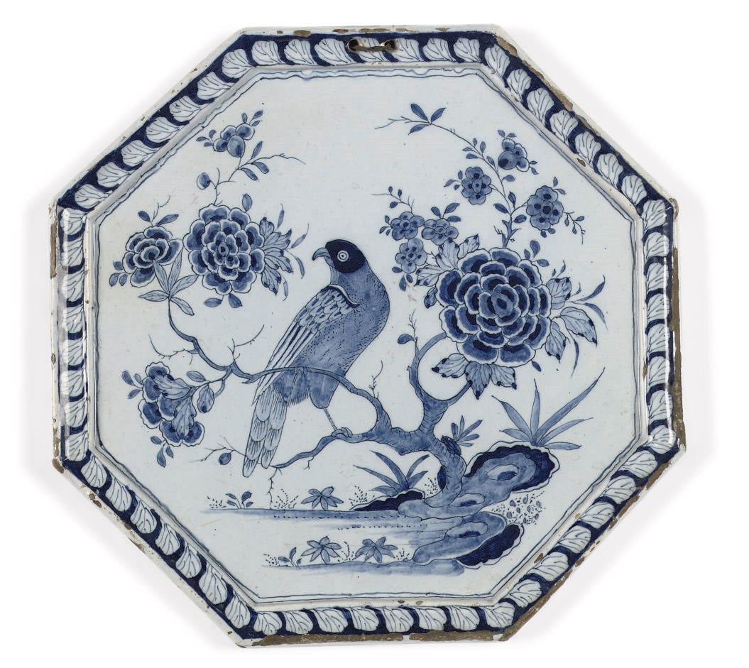 A Dutch Delft blue and white plaque