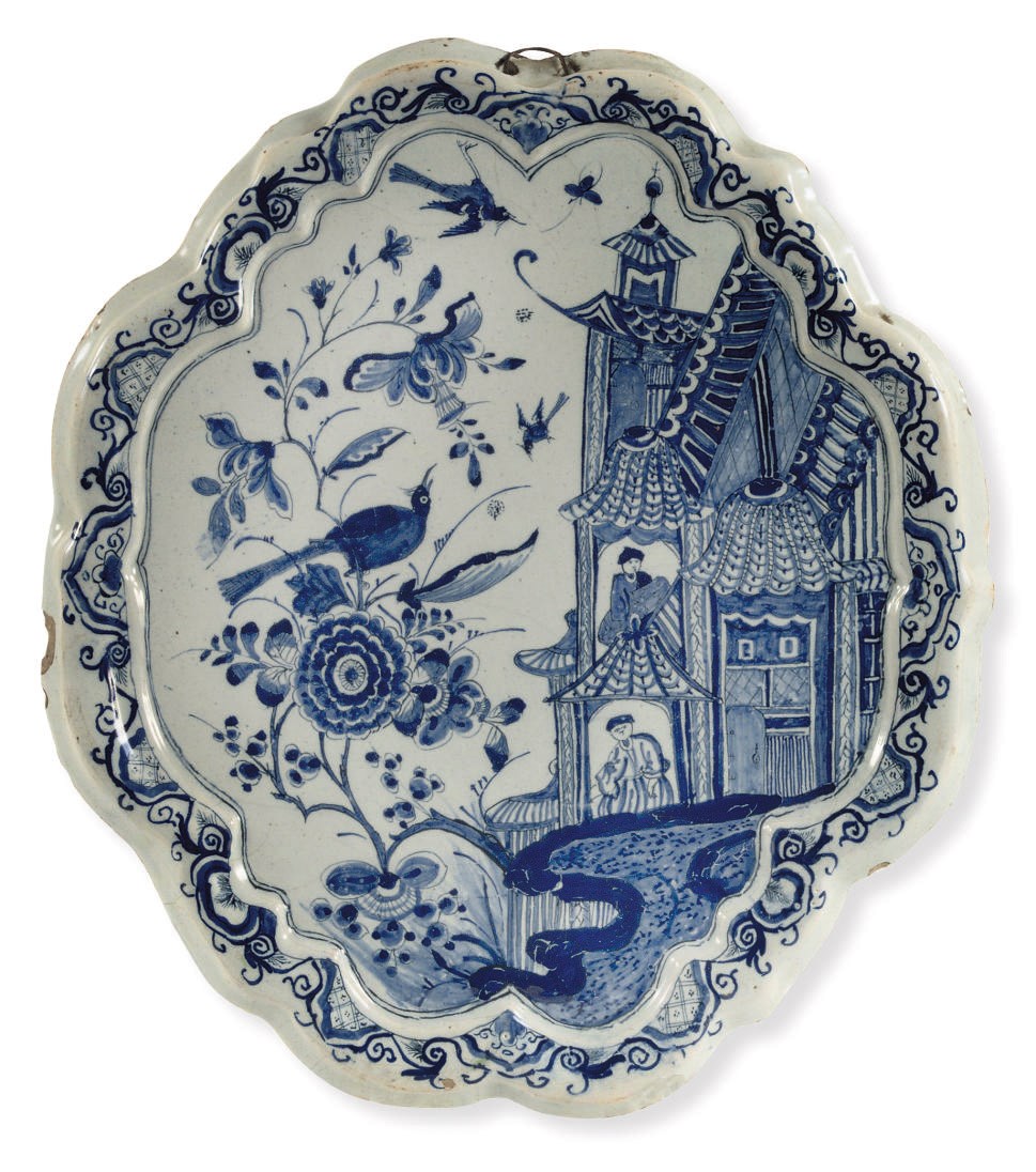 A Dutch Delft blue and white plaque