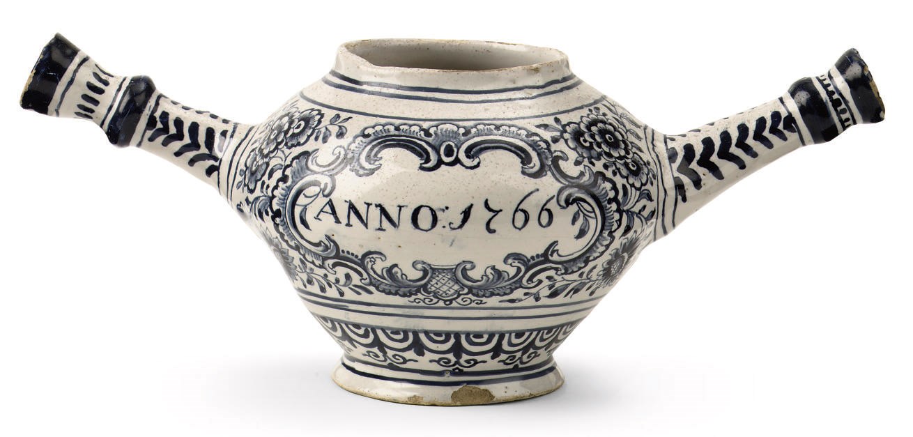 A Frisian blue and white double handled jar