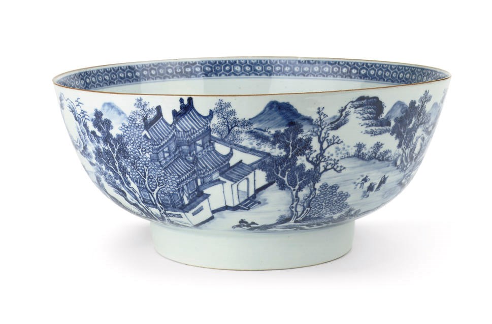 A large Chinese blue and white bowl