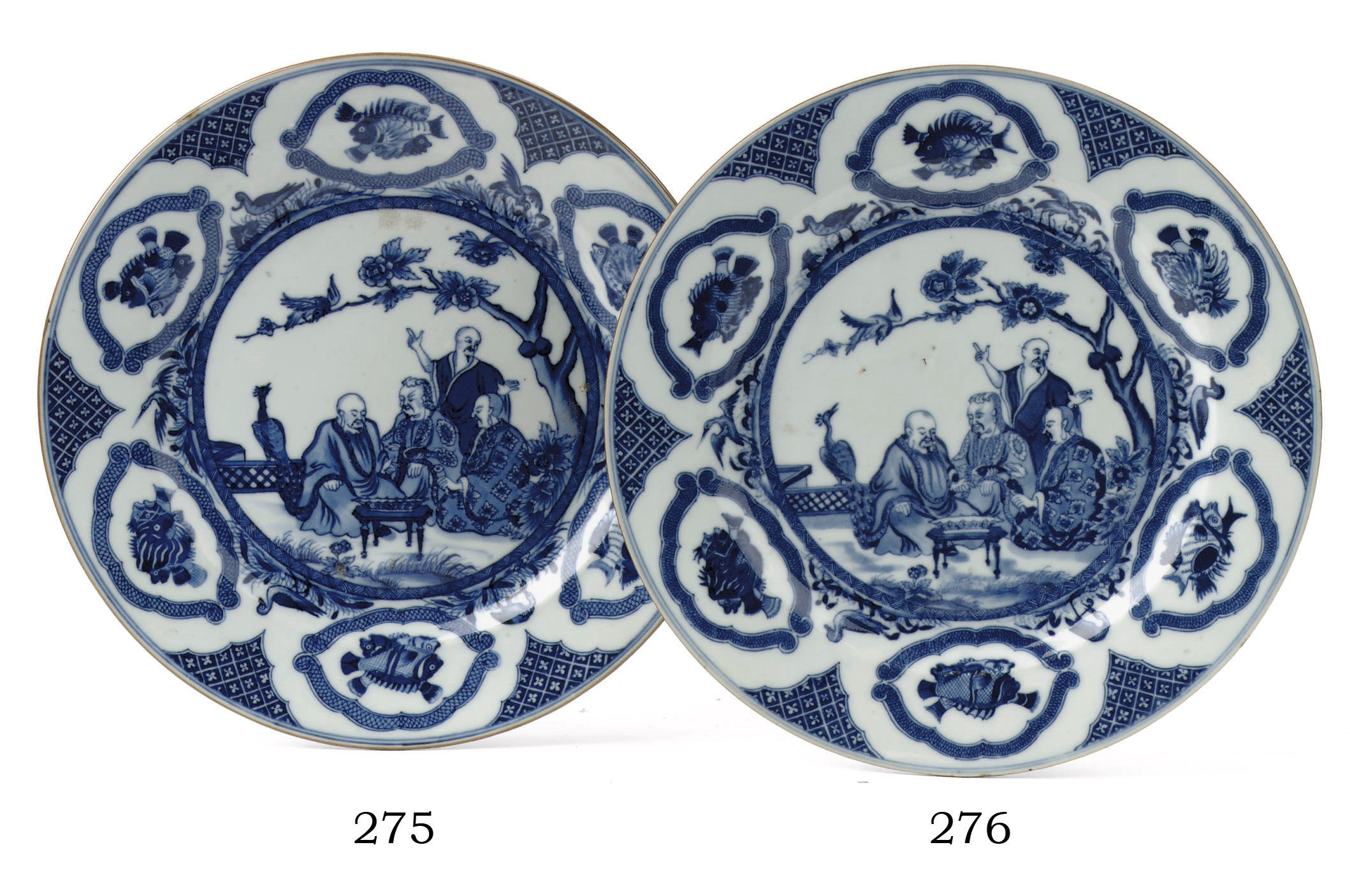 A Chinese blue and white 'Pronk' plate