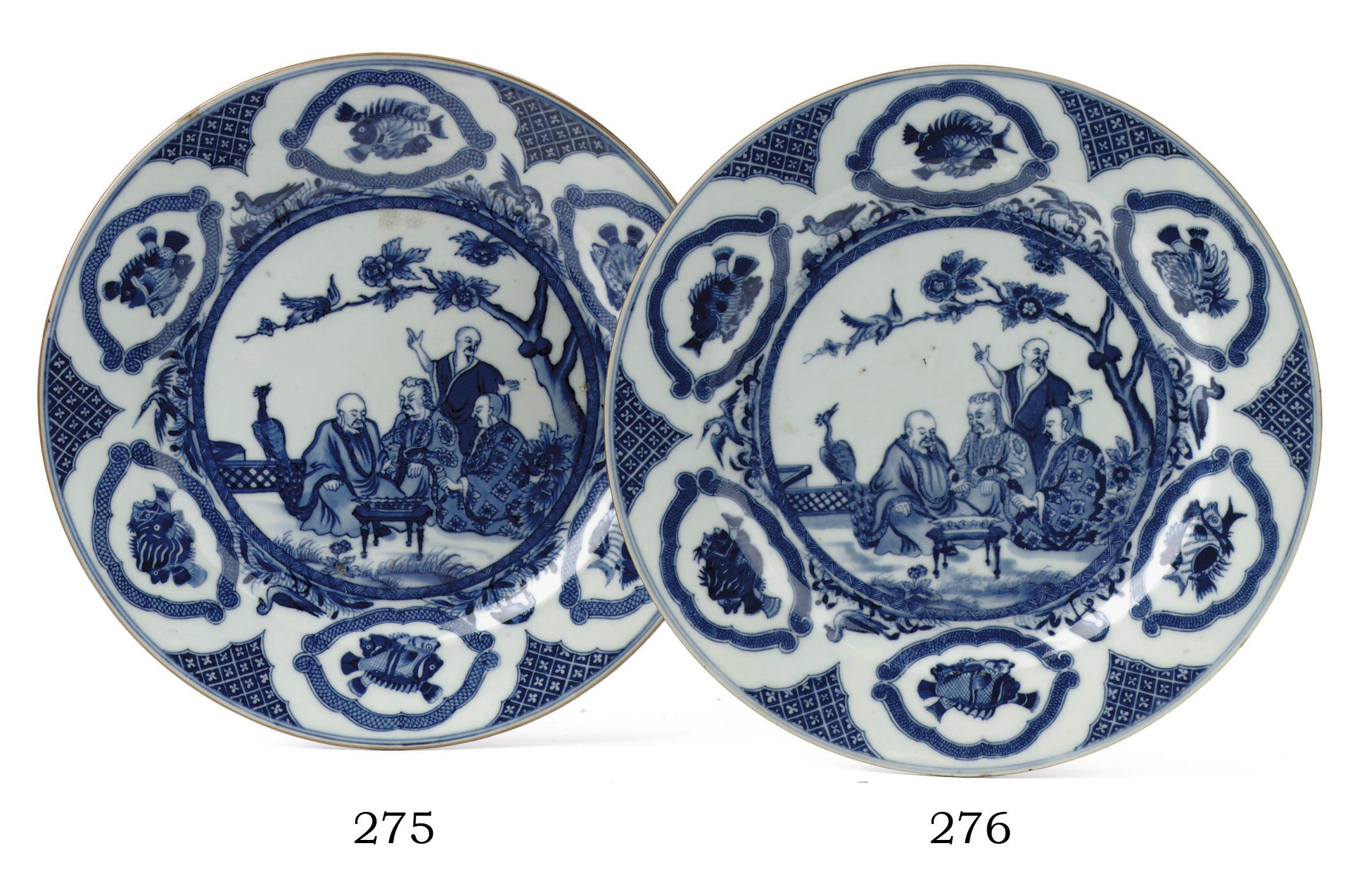 A Chinese blue and white 'Pronk' plate
