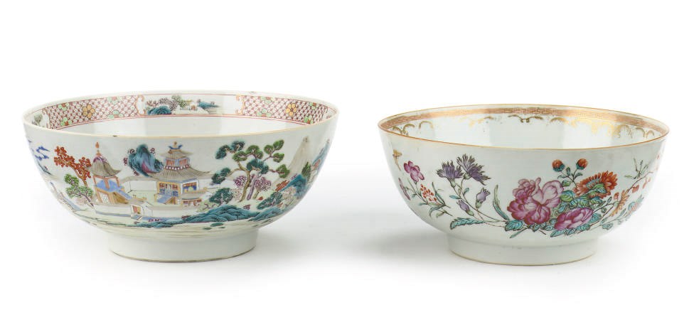Two Chinese famille rose bowls