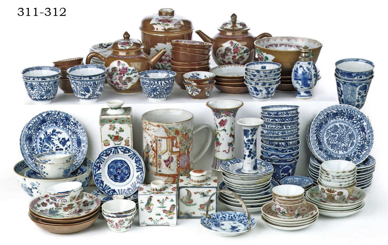 An assorted lot of Chinese Batavian ware porcelain